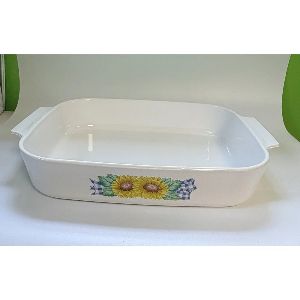 VTG CorningWare Sunsation Large Lasagna Pan Casserole Dish Grandmacore Sunflower
